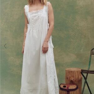THE GREAT. The Attic White Lace-Trim Maxi Dress